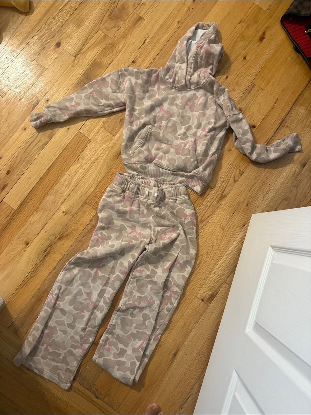 Abercrombie & Fitch Beige and Pink Camo Kids Hooded Pajama Set